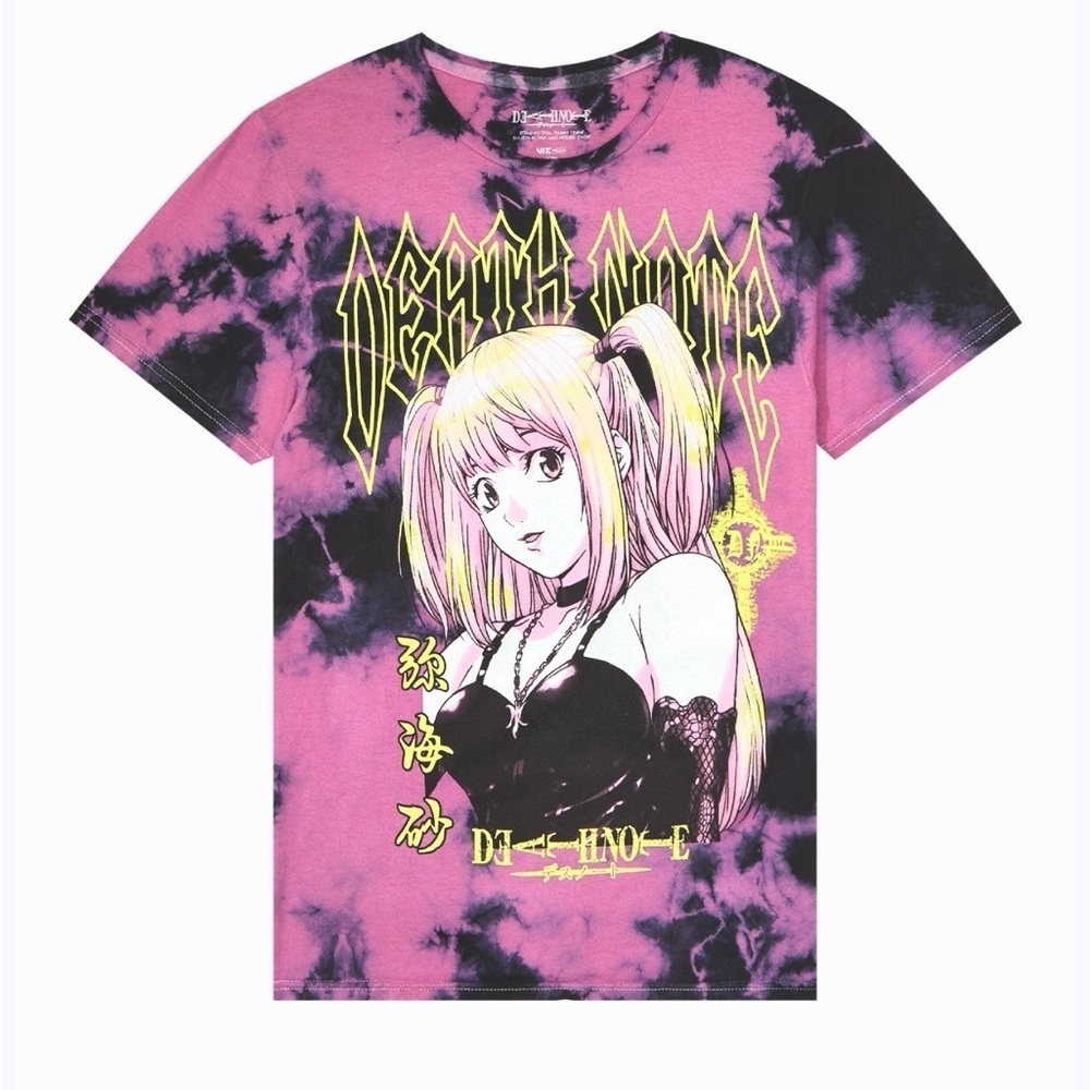 Death Note Misa Amane Anime Graphic Tee Shirt T-Shirt Tie Dye Pink Black